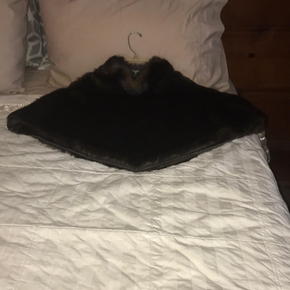 Faux Fur Lined Pullover Cape - image 3